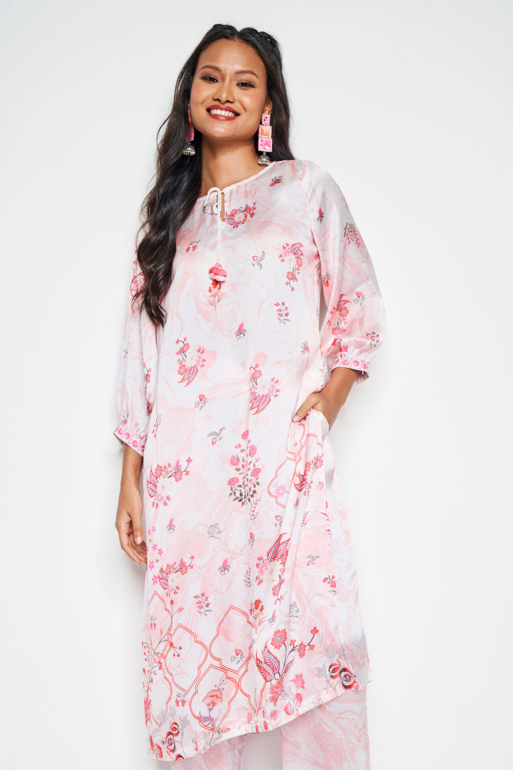 Tender Colour Floral Designed Kurta 