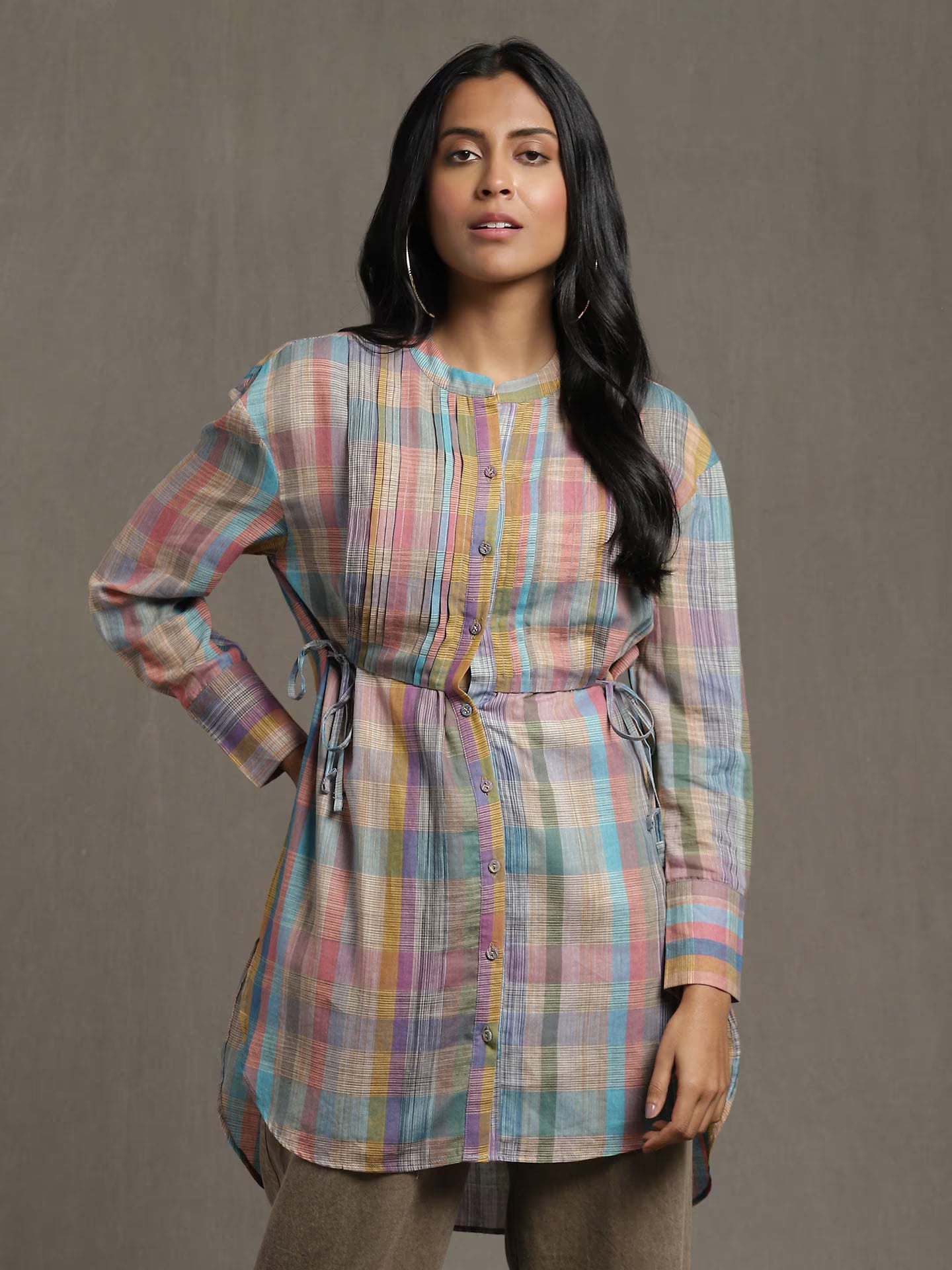 Multicolor checkered full sleeve kurta