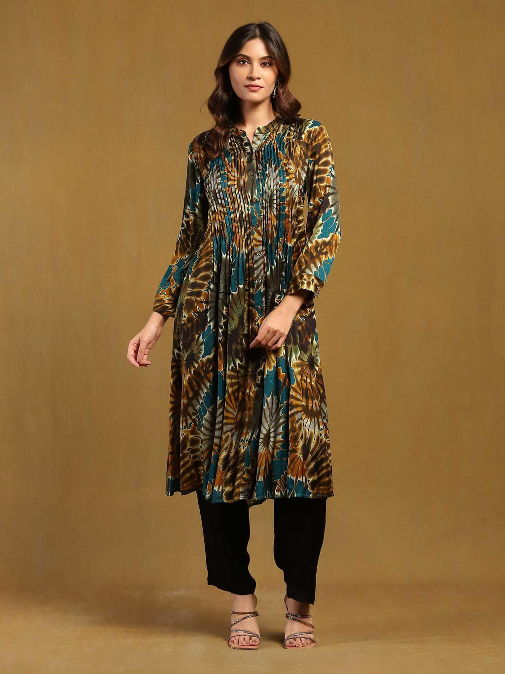 Green Designed Long Full Sleve Kurta