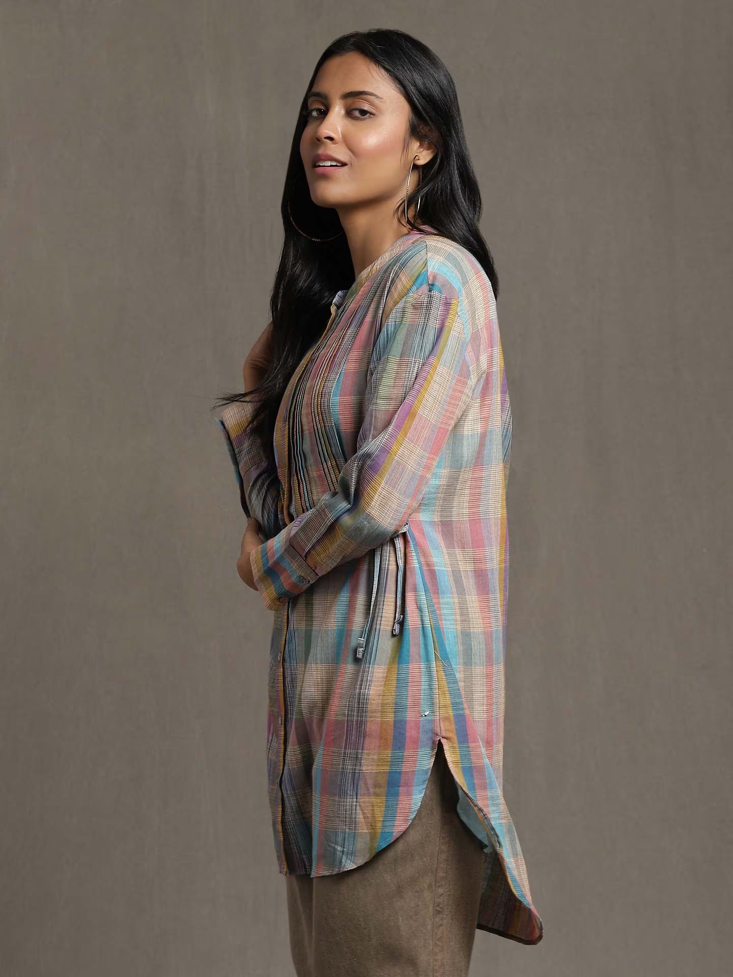 Multicolor checkered full sleeve kurta