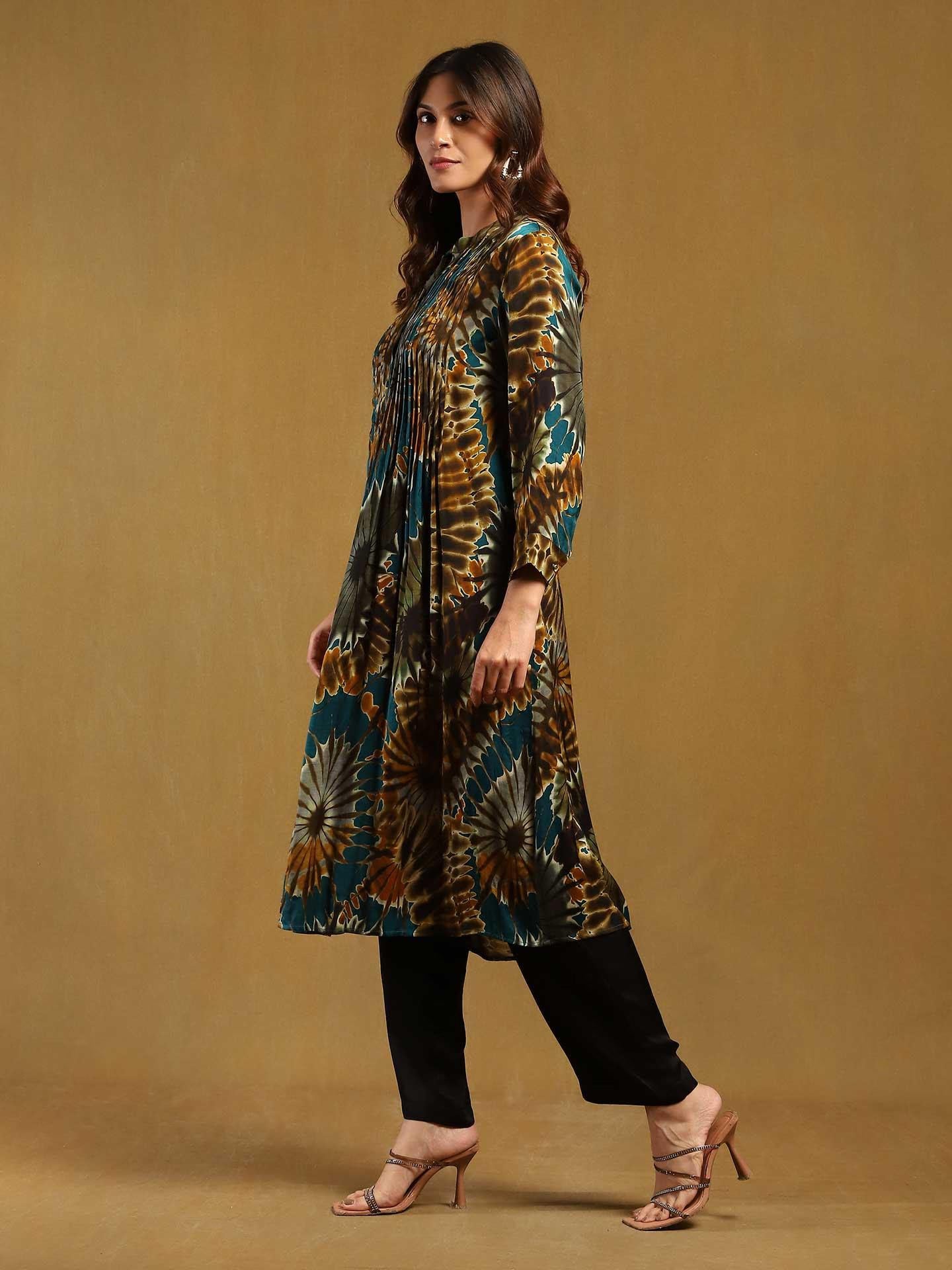 Green Designed Long Full Sleve Kurta