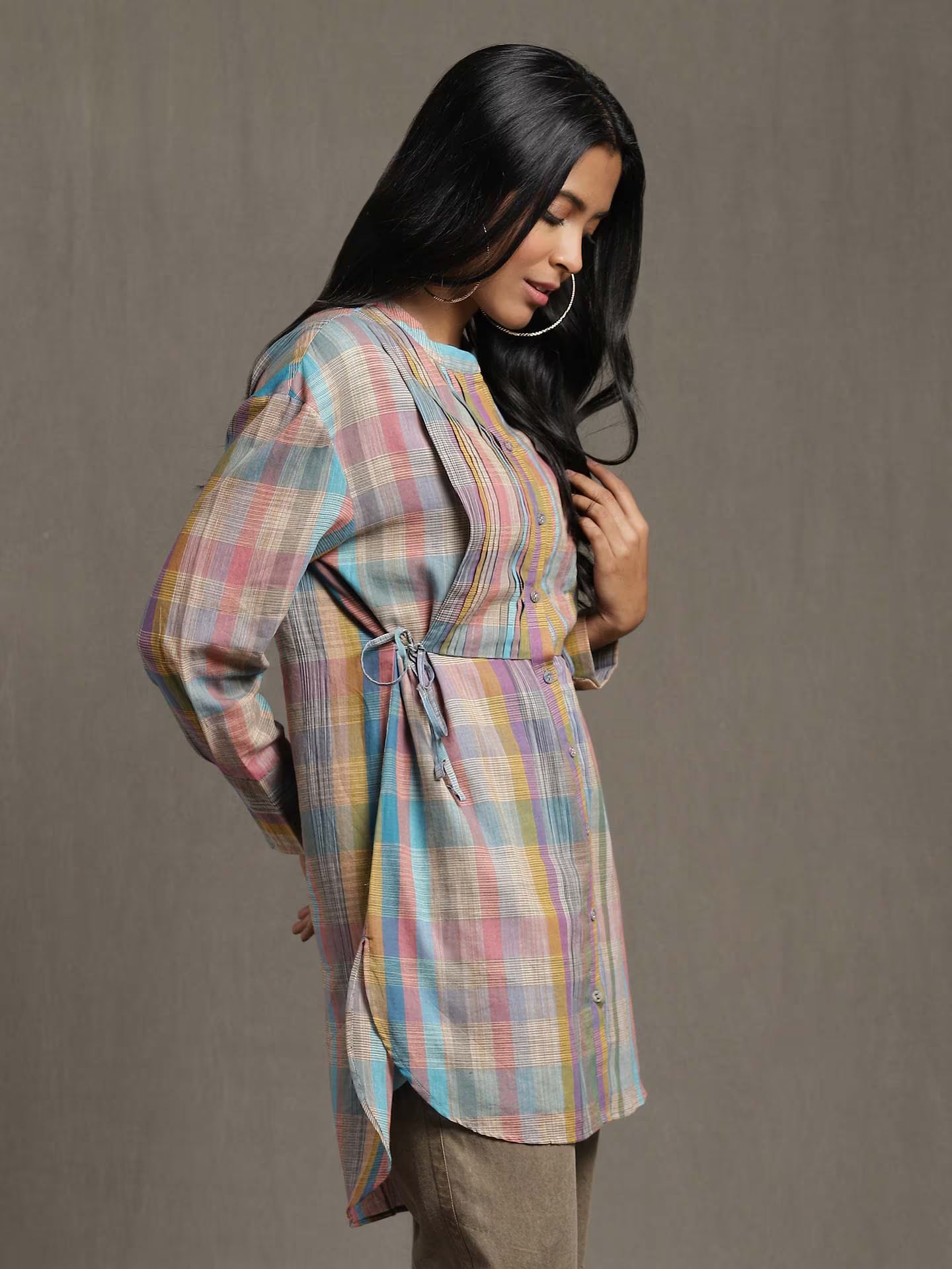 Multicolor checkered full sleeve kurta