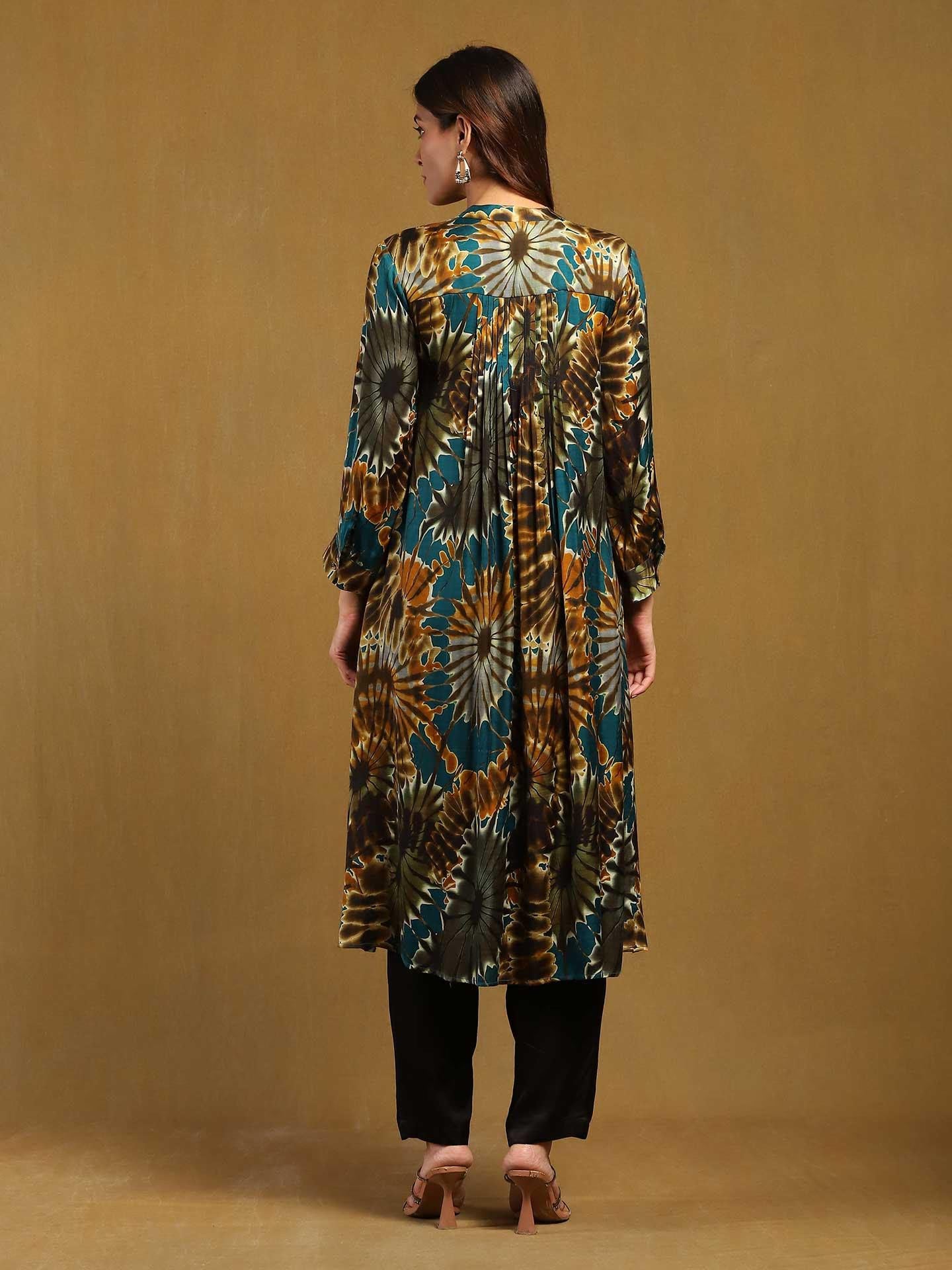 Green Designed Long Full Sleve Kurta