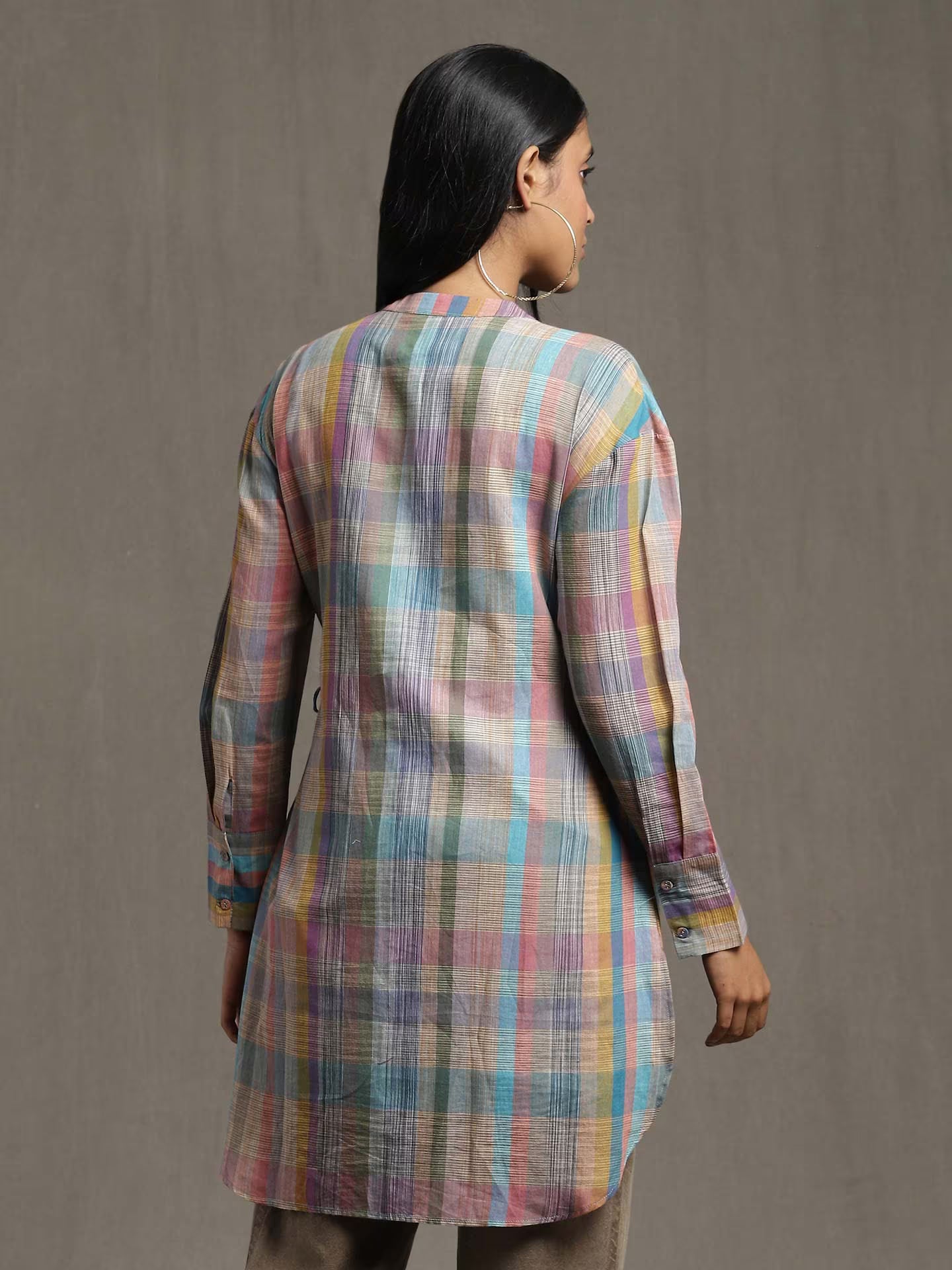 Multicolor checkered full sleeve kurta