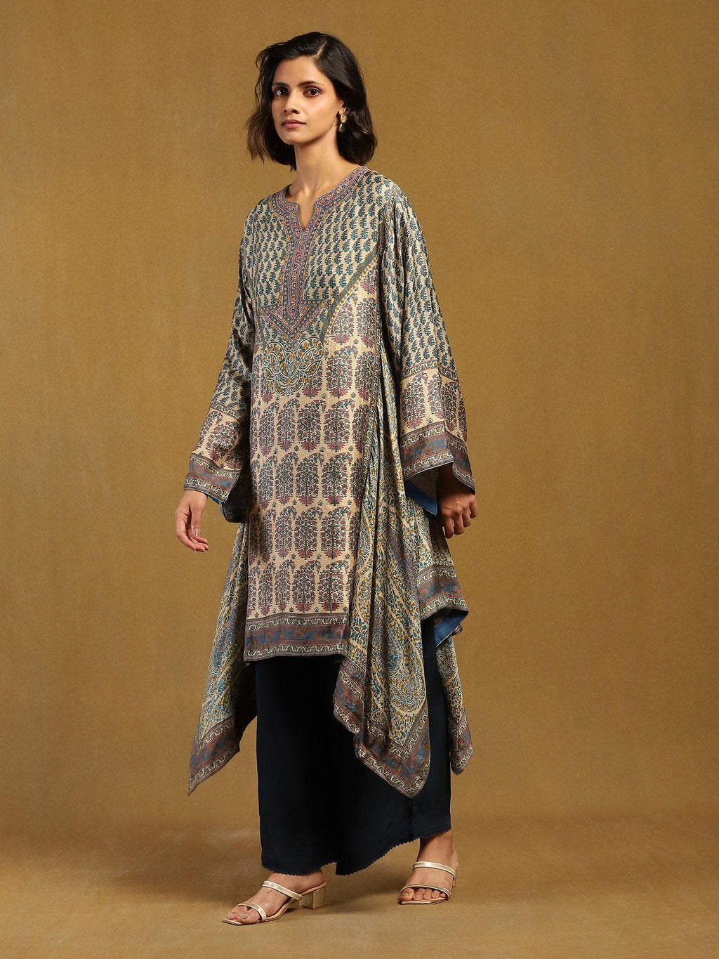 Beige and Designed Long Kurta