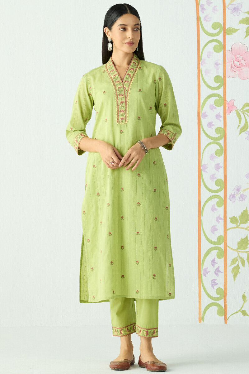 Meadow Mist Embroidered Suit Set
