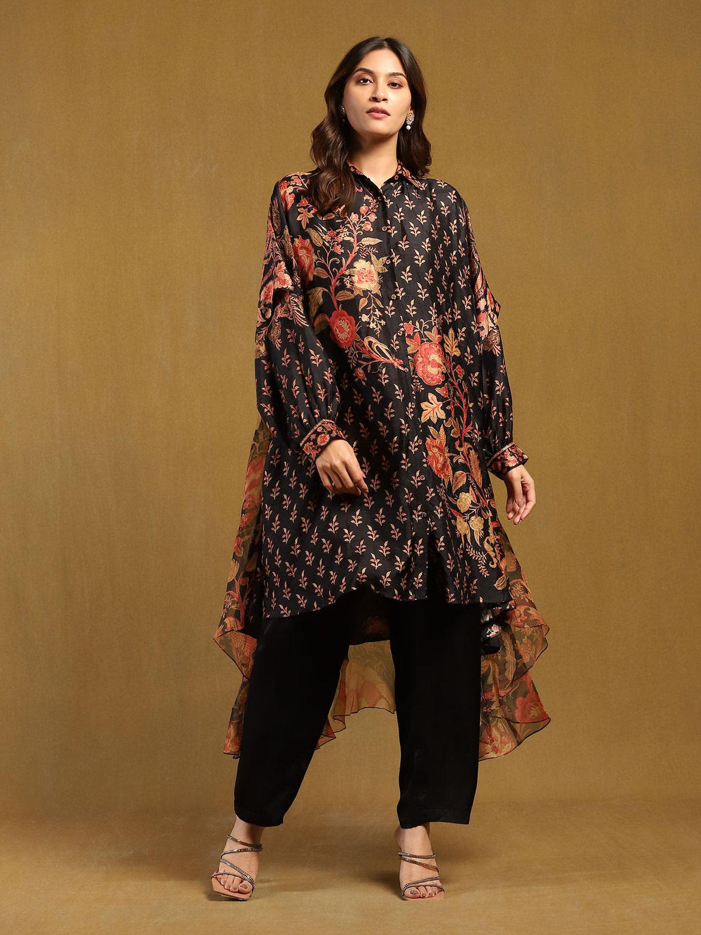 Black designed long kurta
