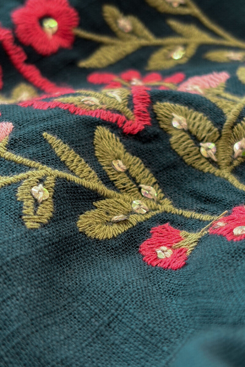 Teal Bloom Embroidered Kurta Set