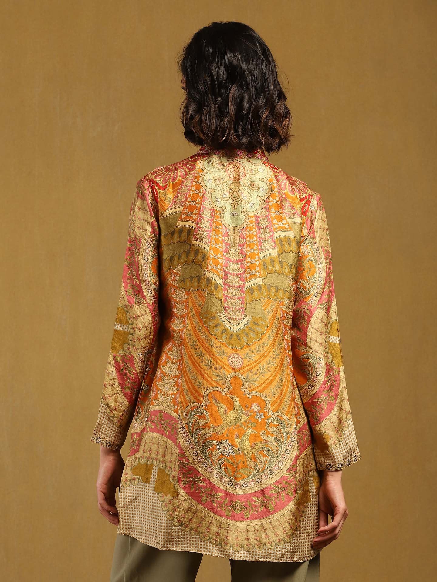 Orange and Multicolor Design Kurta