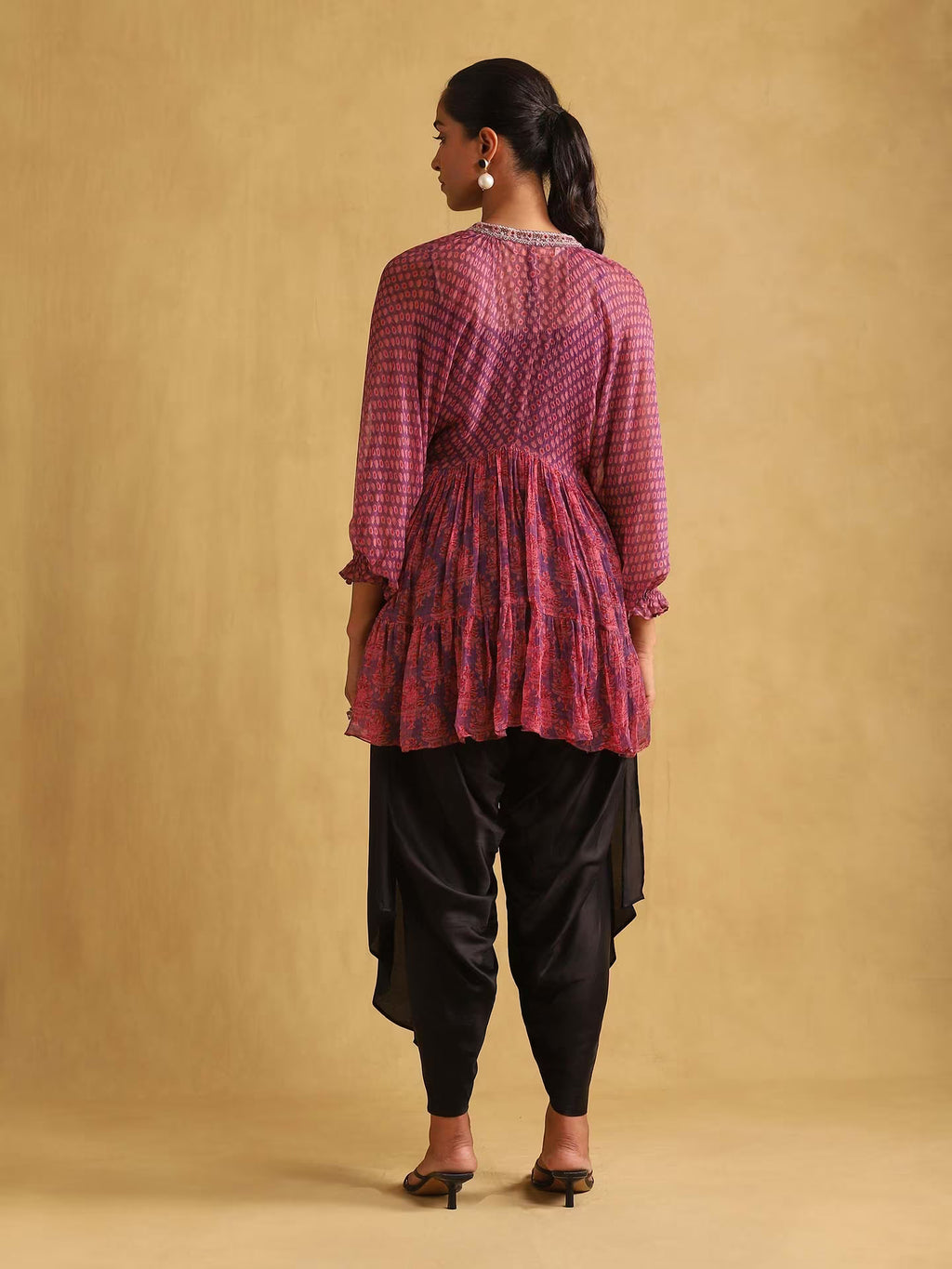 Purple Designed Long Sleeve Kurta 