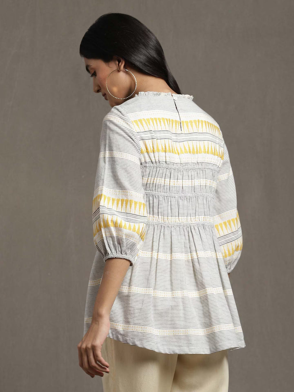 White Striped Patterned Kurta