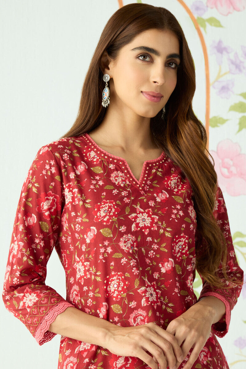 Rosé Garden Printed Kurta Palazzo Set