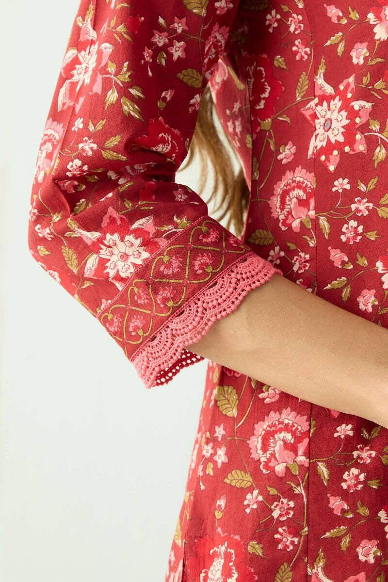Rosé Garden Printed Kurta Palazzo Set