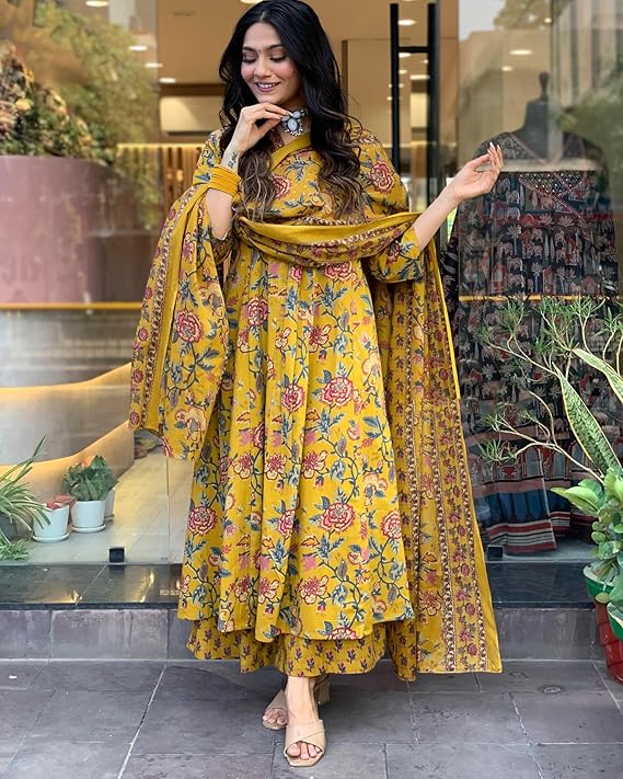 Marigold Reverie Floral Anarkali Set