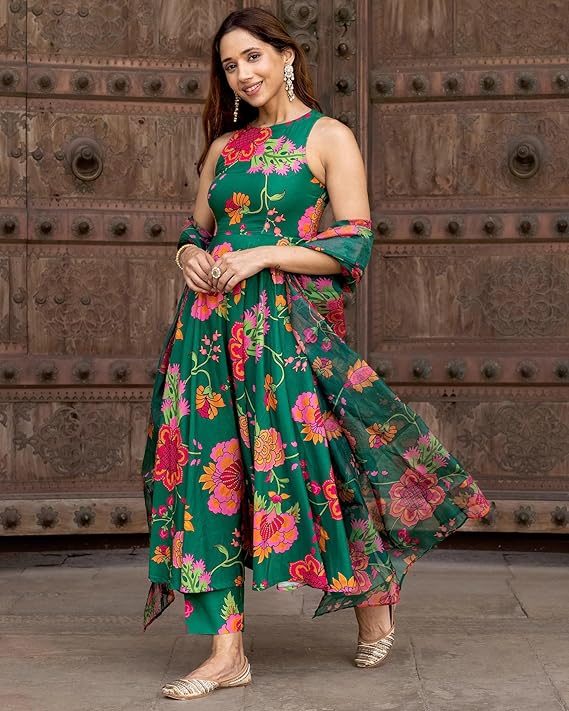 Jade Carnival Strap Anarkali Set