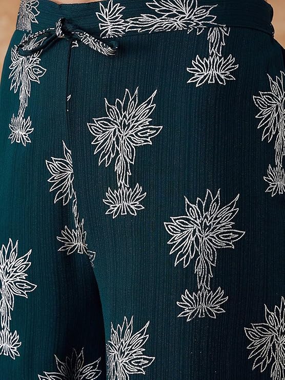 Midnight Pine Foil Print Anarkali Set