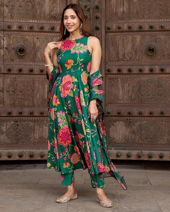 Jade Carnival Strap Anarkali Set