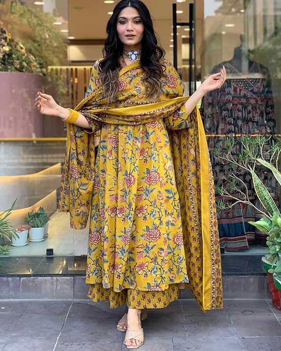 Marigold Reverie Floral Anarkali Set