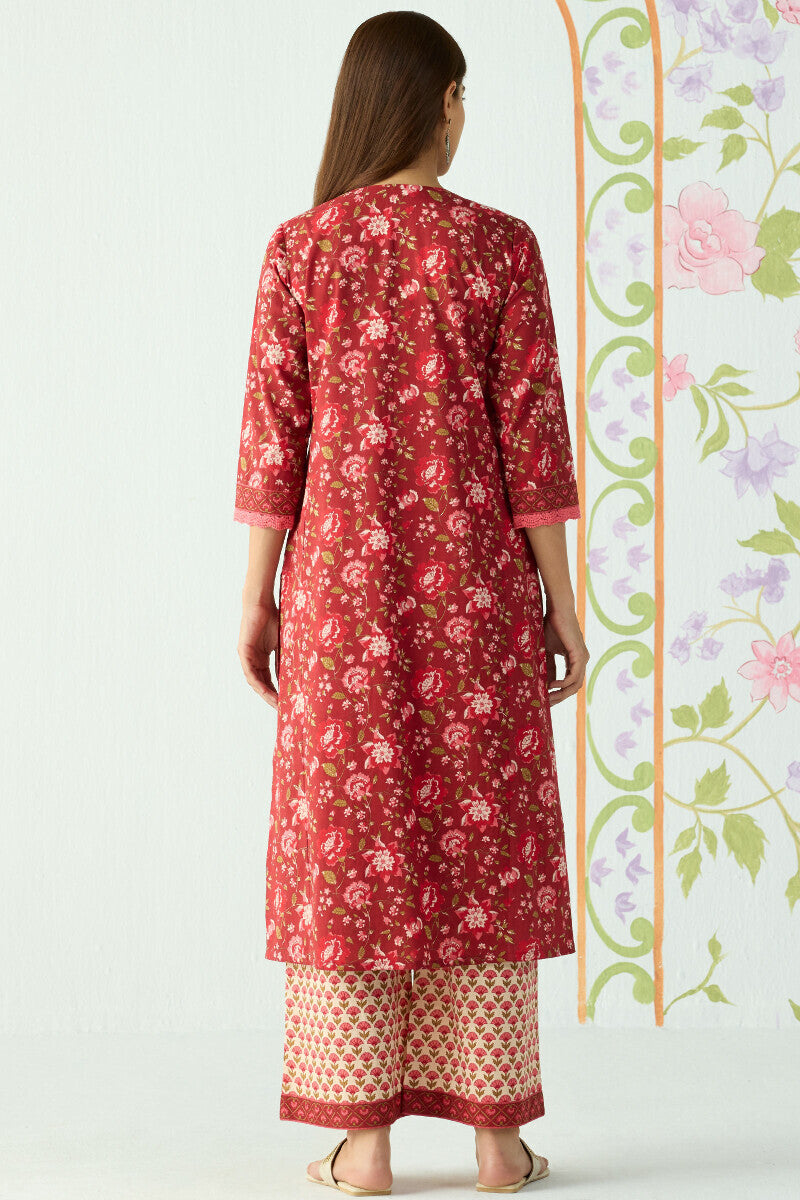 Rosé Garden Printed Kurta Palazzo Set